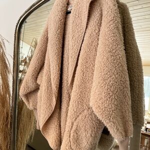 Plush Beige Nordic Beach open teddy jacket.
